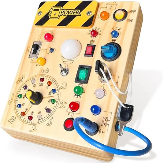 Busy Board,Montessori Toys for 1-3 Years Old, Wooden Toddler Toys, Sensory Travel Toys, Ideal Gift for 1+ Year Old Boys (Busy Board Plus V2) dealsforyoudays Learning Materials Infant road trip Multi Activity Playset