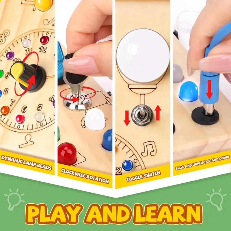 Busy Board,Montessori Toys for 1-3 Years Old, Wooden Toddler Toys, Sensory Travel Toys, Ideal Gift for 1+ Year Old Boys (Busy Board Plus V2) dealsforyoudays Learning Materials Infant road trip Multi Activity Playset