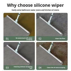 Magic Broom Set, Scraping Water and Mopping Floor, Dual Wet and Dry Use for Toilet, Bathroom, Washroom, Soft Silicone Floor Scraper for Sweeping Water, Household