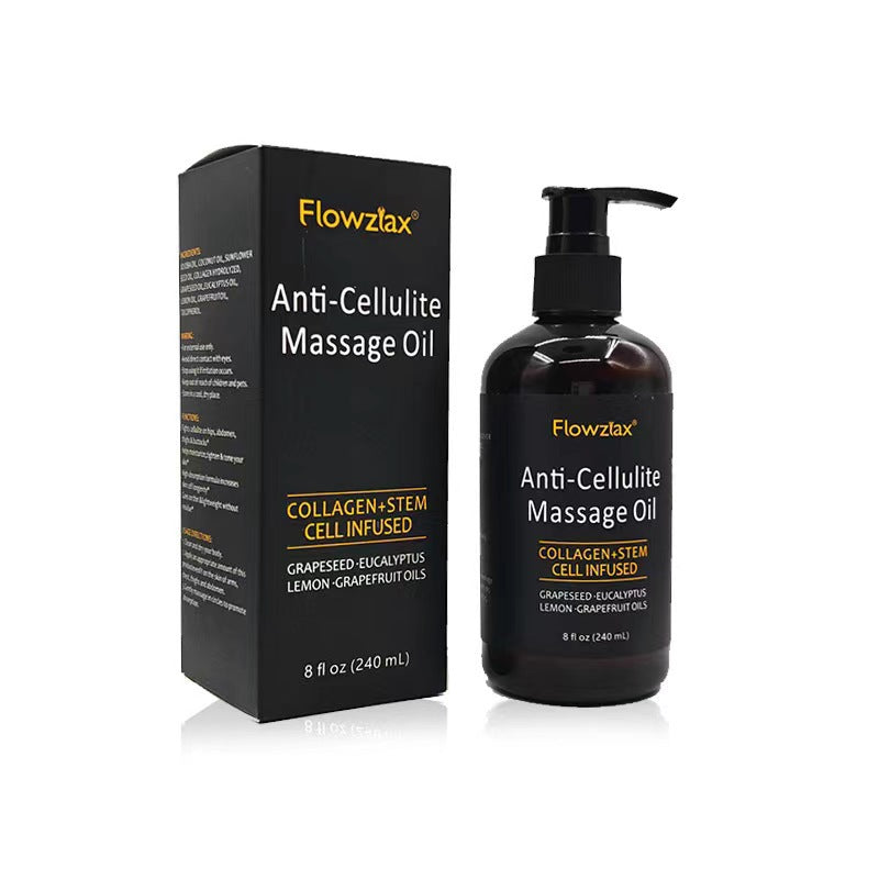 Cellulite Massage Oil 8oz - Smooth the Appearance of Cellulite - Body Care & Skin Care Massage Oil - Topical Collagen and Plant Stem Cell Body Oil to Restore Texture and Elasticity - Soothing Body Oil