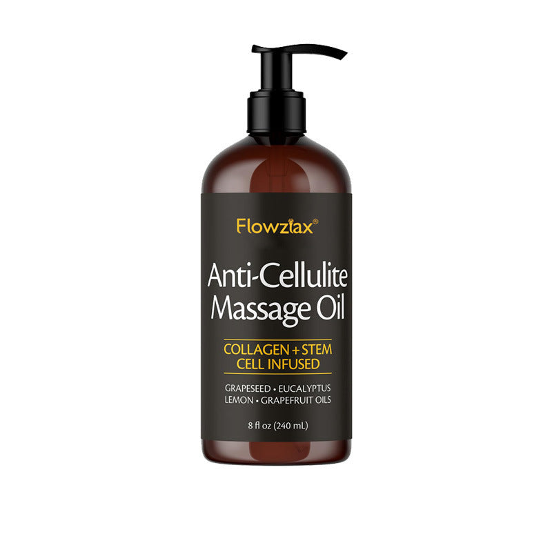Cellulite Massage Oil 8oz - Smooth the Appearance of Cellulite - Body Care & Skin Care Massage Oil - Topical Collagen and Plant Stem Cell Body Oil to Restore Texture and Elasticity - Soothing Body Oil