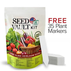 Vegetable Seed Vault Kit - 35 Variety Pack for Home Growing & Planting Survival Seeds Heirloom Vegetable Mix Great Gardening Gift for Any Home Garden