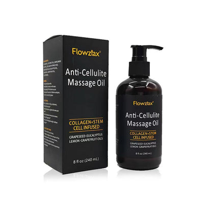 Cellulite Massage Oil 8oz - Smooth the Appearance of Cellulite - Body Care & Skin Care Massage Oil - Topical Collagen and Plant Stem Cell Body Oil to Restore Texture and Elasticity - Soothing Body Oil
